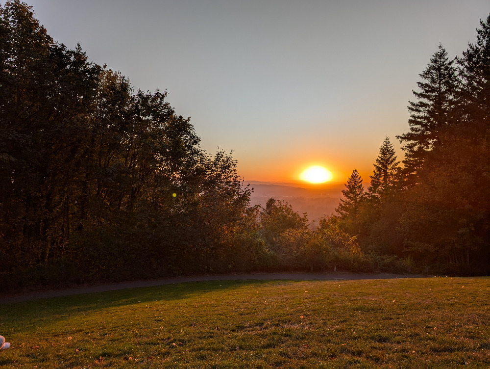 Sunset over Council Crest Park.